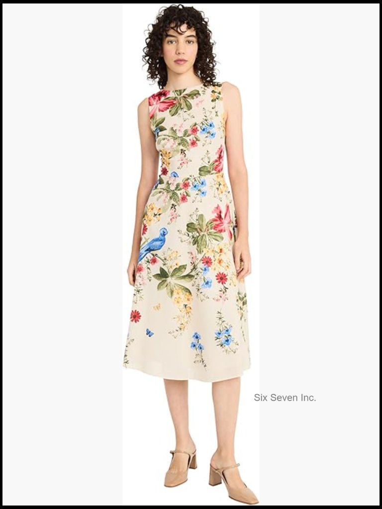 Sleeveless Fit And Flare Midi Dress With Floral Pattern
